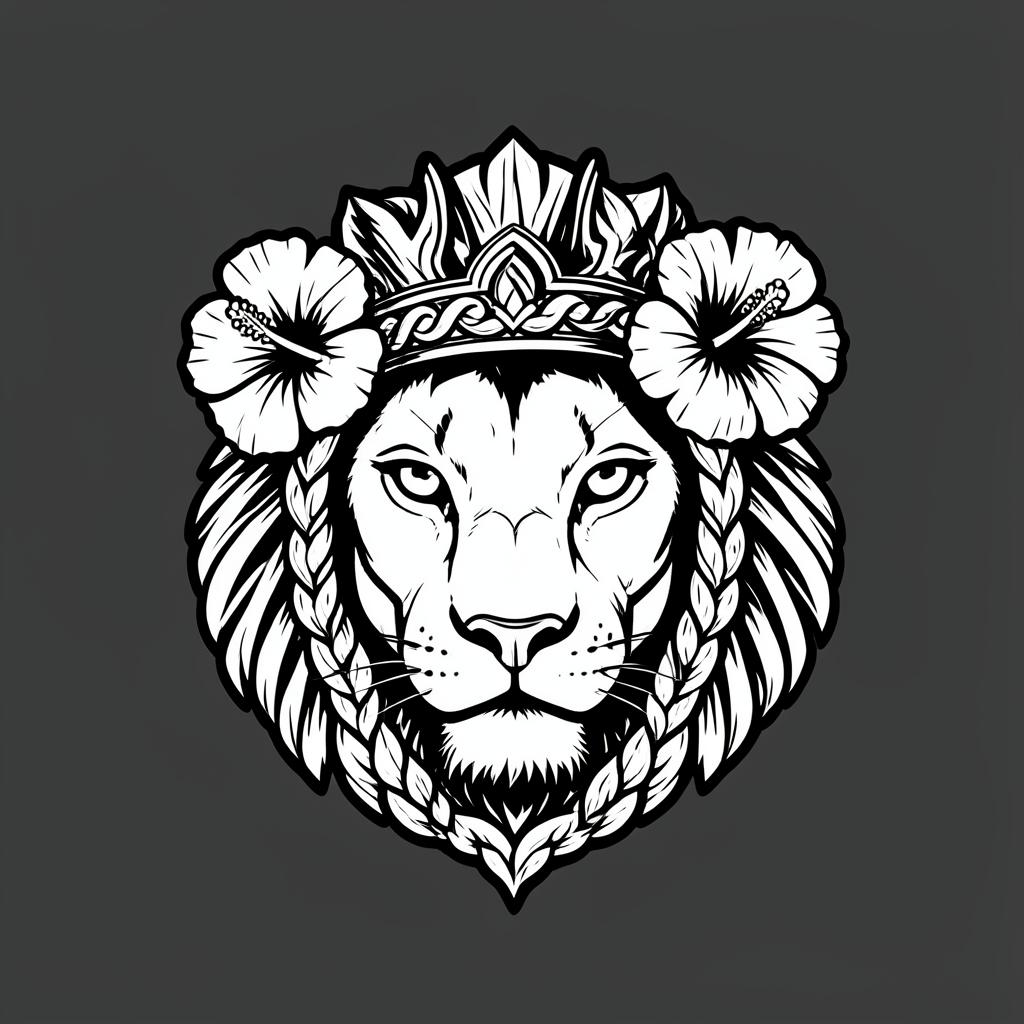 Black and white crowned lioness t-shirt graphic design