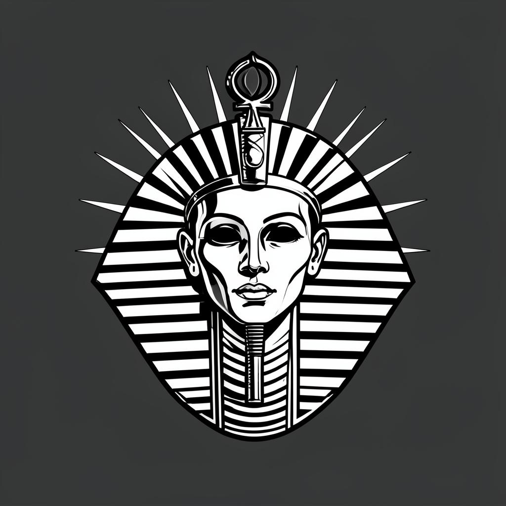 Black and white pharaoh t-shirt graphic design with sun rays